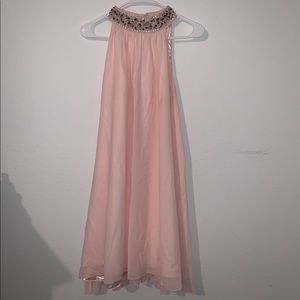 Baby Pink Detailed Beaded Neck formal dress. Size 13